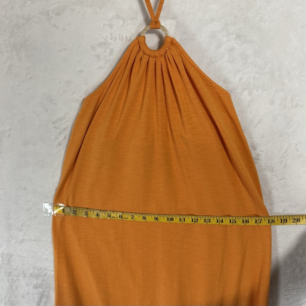 NEW Old Navy Slub Knit Midi Halter Dress Size S Wild Papaya Orange Boho Tropical - Picture 11 of 13